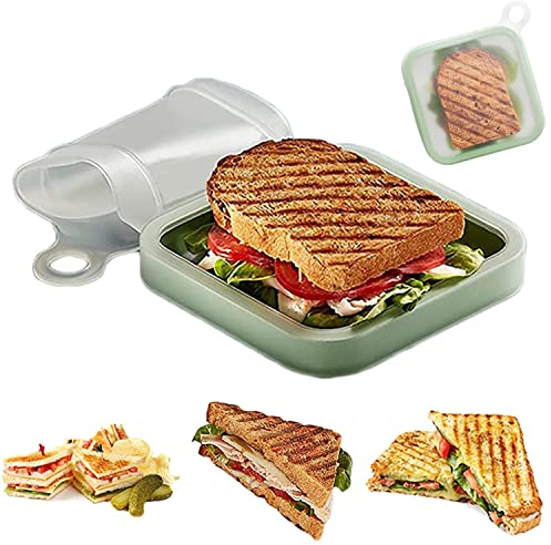mciskin Toast Container Sandwich Case Toast Case Silicone Lunch Box,Leakproof Soft Sealed Bread Lunch Box,Eco-Friendly Lunch Box Food Container,Easy Carry Bento Box for Picnic,School,Office