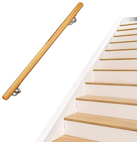 Handlauf Rutschfeste Treppenhandläufe Aus Naturholz, Massivholz, Heimgebrauch An Der Wand, Dachbodengeländer Im Innenbereich For Ältere Menschen, Korridor-Stützstangen ( Color : Black , Size : 1ft )