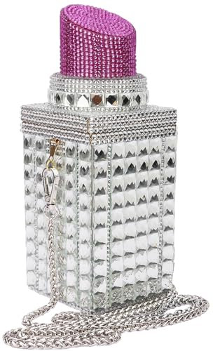 Sheiyeah Donna Rossetto Forma Intarsiato Strass Cristallo Glitter Sera Borse Pochette Scintillante Banchetto Borsa, Rosa