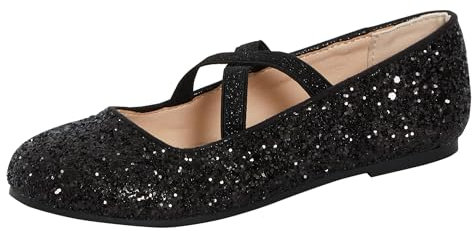 Lora Dora Girls Glitter Ballet Shoes Black 12 UK Child