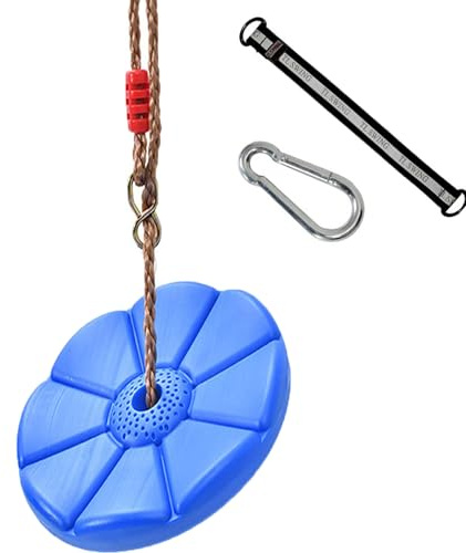 ieron Baumschaukelscheibe 28 cm Durchmesser, Outdoor-Seil, runder Schaukelsitz für Kinder ab 14 Jahren, Hinterhofspielplatz, Starke Scheibenschaukel mit Verbindung und Gurt, Seil hält 100 kg