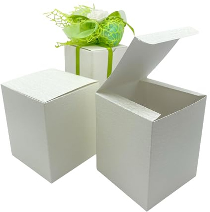 Doni Bomboniere 10 Stück Schachteln für Gastgeschenke, faltbar, groß, klein, DIY-Verpackung, Hochzeit, Taufe, Kommunion, Firmung, Elfenbein, originell (10 x 10 x 19 cm)