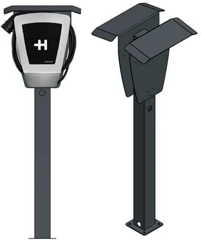 DIE-LADESÄULE - DUO-Ladesäule, Standfuß, Stele, Base für 2x Heidelberg Home Wallbox - aus Edelstahl - mit Dach und Kabelhaken - pulverbeschichtet - anthrazit - deutsche Herstellung