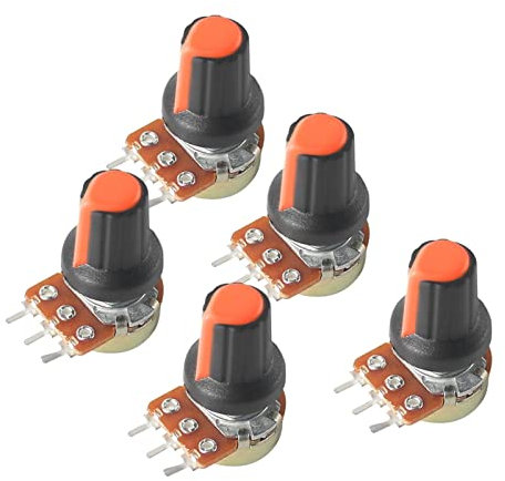 5 Set WH148 Potentiometer B1K B10K B20K B50K B100K B250K B500K 15MM 3Pin Linear Taper Drehpotentiometer Widerstand mit AG2-Kappe (Color : 500K-Orange)