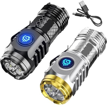 Amesor 2 Three-Eyed M-onster Flashlight - Super Power Flashlight | Rechargeable LED Flashlight High | Waterproof Pocket Flashlight | Portable Pocket Compact Torch for/Camping/Hunting