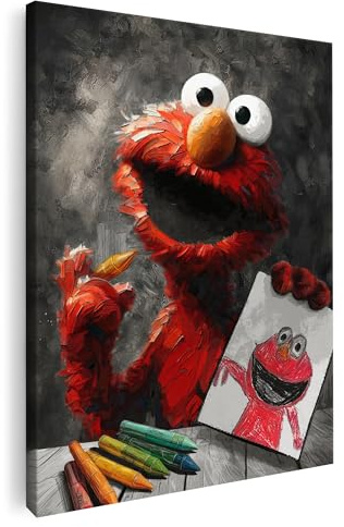 Artmazing | Elmo Bild Bunt | S-Art Bilder Modern | Leinwandbild XXL für Wohnzimmer | Wandbild Deko | Buntes Poster für Wand