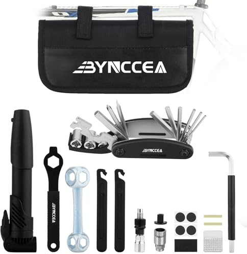 Bynccea Fahrrad Werkzeugset Reparatursatz mit luftpumpe, Tragbare Fahrrad Reparatur Set und Multifunktionales Fahrrad Werkzeug, All in One Fahrrad Multitool Reparaturset für Mountainbike und Rennrad