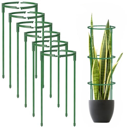 12 x Pflanzenstütze, halbrund, Pflanzenstützring, Gartenblumenstütze, Pflanzenstützpfähle für Tomaten, Hortensien, Zimmerpflanzen (12 Stück, 14,5 x 25 cm)