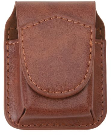Tissting Feuerzeugtasche Leder Feuerzeugetui Halter 7,5cm Feuerzeug Aufbewahrungstasche mit Magnetschnalle, Feuerzeugschlitz für Damen und Herren Braun