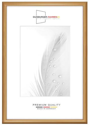 Duisburger-Rahmen24 Cadre photo en bois étroit 40 x 60 cm en Or-rustique | Verre synthétique antireflet | Cadre pour affiches | Puzzle | collage DR078