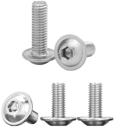 IPNSDON 20 viti: viti a testa piatta M6, acciaio inossidabile con esagono incassato, viti flangiate, viti a filetto piccolo, filetto completo, adatte per il fissaggio di tavole di legno, ecc.