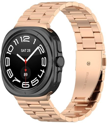 GIOPUEY Cinturini Compatibile con Samsung Galaxy Watch Ultra 47mm, Acciaio Inossidabile Cinturino [Resistente all'Usura] - Rose Gold