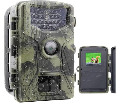 YASTA Fototrappola 1080P HD Fotocamera da Caccia con Visione Notturna IR Infrarossi Video Recorder per Caccia, Pesca, Escursionismo, Campeggio Impermeabile IP66 Schermo 2.0 Pollici