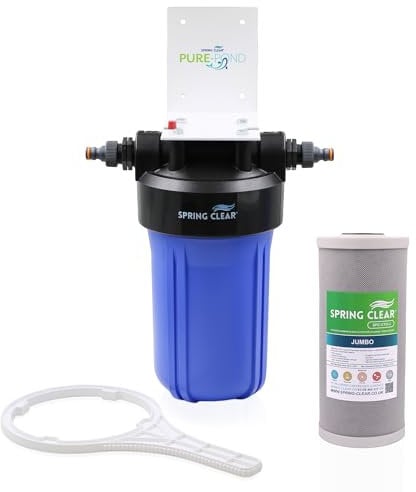 SPRINGCLEAR Pure Pond High Capacity Pond De-chlorinator Water Filter System for Fish Ponds, Reduces Chlorine, Chemicals and PHAs | Standard 1 Ports, Includes Spanner, Bracket and Hose Fittings