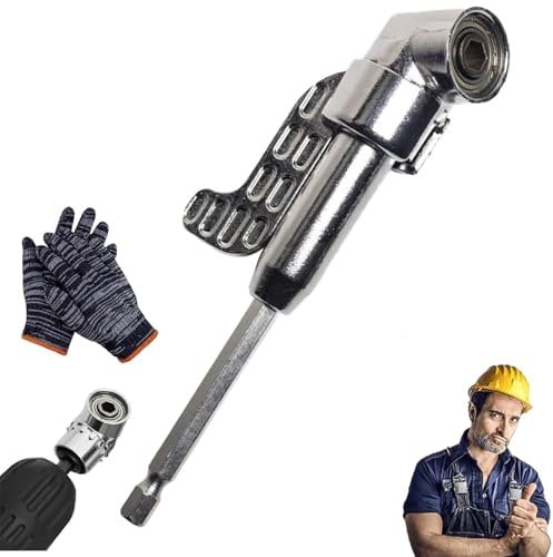 105 Degree Right Angle Drill Adapter, Right Angle Drill Adapter, Corner Tool Screw Hub with Multi-Function Bend Screwdriver Bit, 360°Rotatable Set for 1/4 Drill (Long)