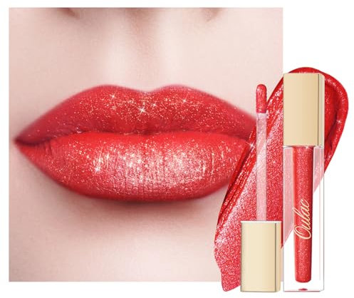 Oulac Coral Red Matte Lipstick for Women, Glitter Liquid Lip Stick with Sequin, Long Lasting Lip Stain, High Impact Lipcolor, Waterproof Lightweight Soft, Vegan & Cruelty-Free MS06