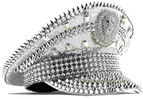 HUANGANG Glitzernder Löwen-Mütze, Marinenhut, Pailletten und Strasssteine, Dekoration für verschiedene Anlässe