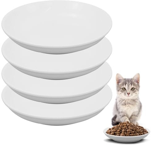 Galerie SV 4 Stück Futternapf Katze - Katzen Napfset - Katzennapf Keramik - Katzennapf ErhöHt - Napf Katze - Katzen Fressnapf - ErhöHter Futternapf - Weiss (No Pattern Match)