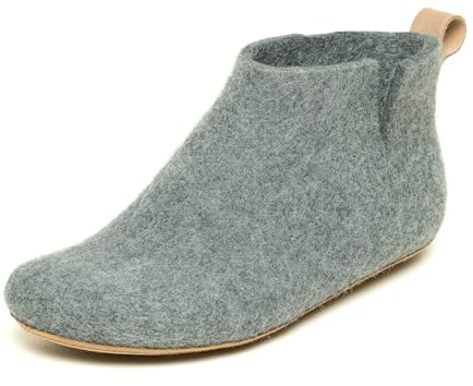 Magicfelt Hüttenschuh 743 aus Mulesing-freier Merino-Schurwolle – Handgefertigte Hausschuhe aus Wollfilz für Damen & Herren Größe EU 36-46 - anatomisch geformt mit Ledersohle