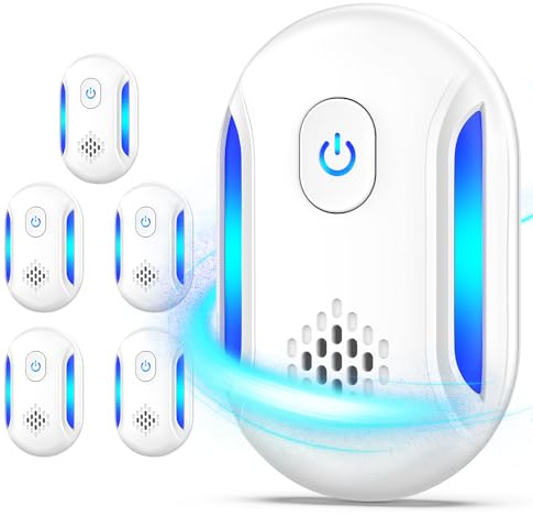 Upgraded Ultrasonic Repellent 6 Packs, 2025 Indoor Ultrasonic Repeller, Electronic Plug in Pest Control for Bugs,Mosquito,Roach, Ant, Rodent, Mouse, Spider Repellent for House, Warehouse, Garage (6)
