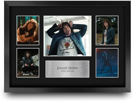HWC Trading Joseph Quinn Strange Hawkins Thing Eddie Munson Geschenke Gedrucktes Signiertes Autogramm Foto für Fans von Fernsehshows - A3 Gerahmt