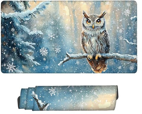 Tapis de Souris Gaming XXL Tapis Souris 100 x 50 cm, Grand Mouse Pad Bureau sous Main avec Base en Caoutchouc Antidérapante, Accessoire Gaming, pour Gamer, Personnel Bureau (Animal Hibou) c-225