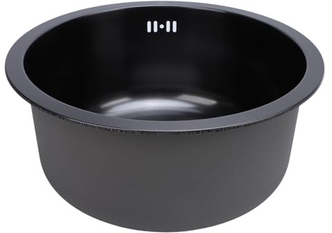 Eujgoov Kleine Barspüle, Rundes Unterbauwaschbecken aus Edelstahl für Küchen- und Badezimmerwaschtische mit Effizientem Einzelbecken-Design und Elegantem Stil (Nano-Schwarz)