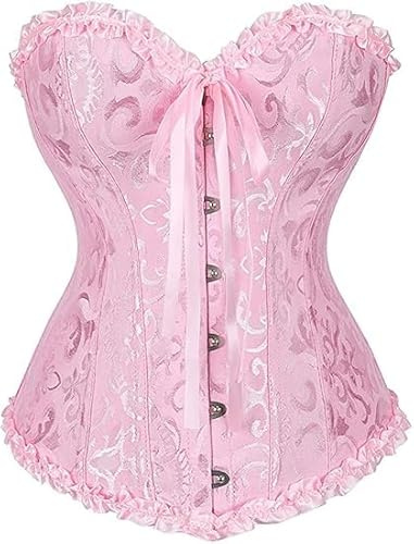BEWECASU Women Corset Tops Overbust Lace Up Waist Cincher Shapewear Lingerie Push Up Bodysuit
