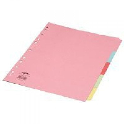Concord Punched Pocket Subject Dividers Extra Wide 5-Part A4 Assorted Ref 71399