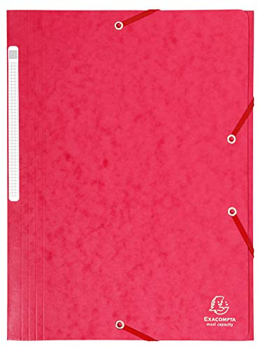 Exacompta 17109H 25er Pack Premium Eckspanner-Mappe. Aus extra starkem Colorspan-Karton DIN A4 mit 2 Gummizügen rot Sammelmappe Dokumentenmappe ideal für Büro und Schule