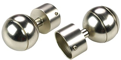 Liedeco Endstück, Endknopf Klassik Kugel für Gardinenstangen, Stilgarnituren 28 mm ø | Edelstahl-Optik | 1 Stück