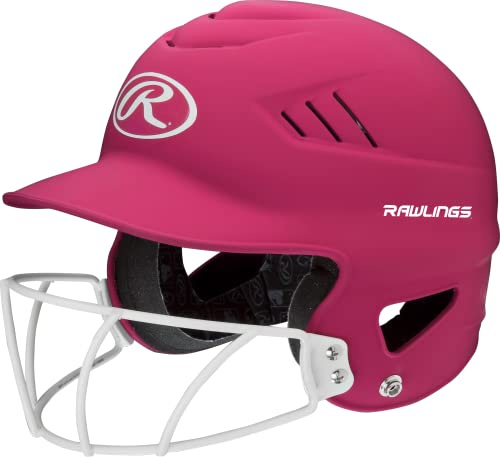 Rawlings | COOLFLO HIGHLIGHTER Batting Helmet | Face Guard Included | One Size Fits Most 6 1/2-7 1/2 | Matte Pink
