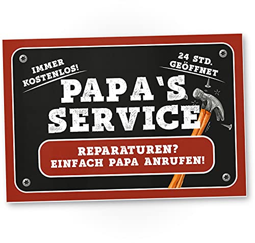 DankeDir! Papa's Service - Schild Türschild Papas Werkstatt 30 x 20 cm Geschenkidee Geburtstagsgeschenk Vater Geschenk Papa Wanddeko Werkstatt Garage Deko Haus