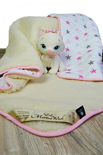 Merino Wolle Kinder Bettdecke Schurwolle Übergang Kinder Decke (100x140cm, pink)