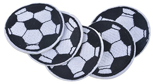 HUIXUN Soccer Ball Patches Embroidered Patches for Clothing Iron On Football Patches for Jeacket Pants 5Pieces 4.8cm
