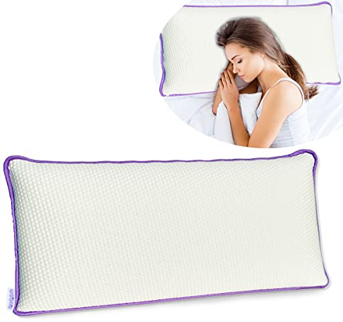 QUQON® Kissen mit natürlichen Rohstoffen - 40x80cm - Memory Foam - orthopädisches Kopfkissen für Nacken und Schultern – Waschbarer Naturbezug - Atmungsaktiv & auf Schadstoffe geprüft - Made In Austria