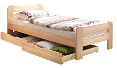 Einzelbett Bert Massivholz Kiefer Natur 100 x 200 cm