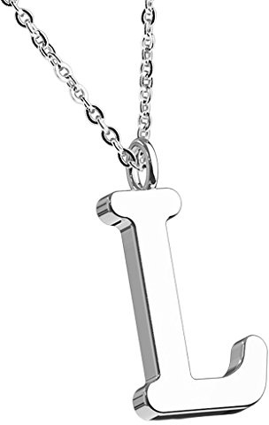 Mianova Damen Halskette Kette mit Buchstaben Anhänger Silber Buchstabe L