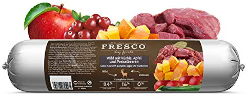 Fresco Dog Salchicha Barf Wild con calabaza, manzana y arándanos | cocido al vapor suave | saludable y natural | sin aditivos artificiales