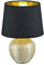 meineWunschleuchte Lampe de table avec pied en céramique doré et abat-jour en tissu noir Hauteur 35 cm