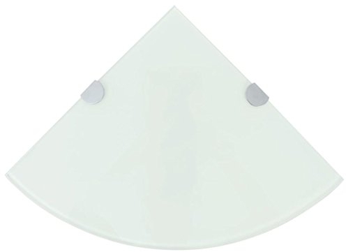 Festnight Glas Eckregal Eck-Badablage | Glasregal für Badezimmer/Schlafzimmer/Küche, mit verchromten Halterungen Wei? 35 x 35 cm