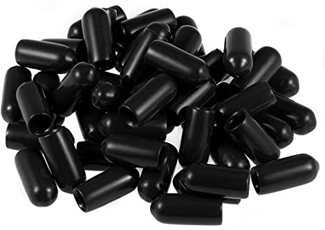 sourcing map 50 Stück Gummi Endkappen 5mm Innendurchm. Gummikappen Runde Schutzkappen Gummi Abdeckung Stopfen Möbelgleiter Bolzen Gewindeschutz für Schrauben Rohr Stuhlbeine, Schwarz