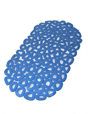BM 4197 Tappetino Antiscivolo da Bagno 67x34cm, con Ventose, PVC Blu Rettangolare, per Doccia o Vasca, Morbido, Sicuro e Facile da Pulire