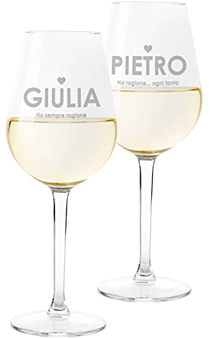 Colorfamily Coppia Calici Personalizzati Set da 2 calici Vino Personalizzati con Nome Ho Sempre Ragione - Bicchiere in Vetro 500 ml