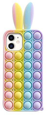 Pop Fidget Toys Handyhülle Kompatibel mit iPhone 12/12 Pro 6.1, Bubble Fidget Sensory Toy Stress Relief Silicone Phone Case, Soft Anti-Drop Phone Case Kompatibel mit iPhone 12/12 Pro Schutzhülle