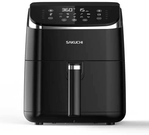 Sakuchi Air Fryer 5.8Qt Large Air Fryers, 10-in-1 Digital Air Fryer Hot Oven Cooker, LED Touch Screen, Non-Stick Tray Basket, Auto Shut-Off, Pot Dishwasher Safe, 1500W (Black)