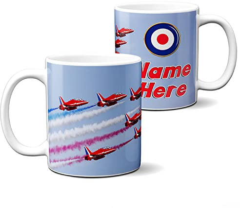 KRAFTYGIFTS Personalised Red Arrows Plane Mug Cup RAF Fighter Plane Tea Coffee Gift ST460
