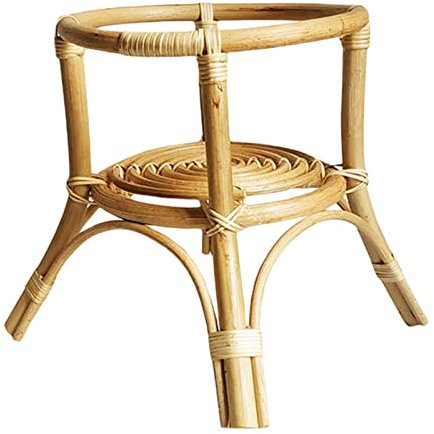 Fenteer Rattan-Pflanzenständer im Vintage-Stil aus Holz, handgewebter Blumenständer für Zimmerpflanzen