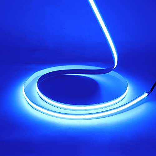 HEGEHE Tira de LED COB de 12V con Interruptor Alimentación, Luz Flexible de 320 LED/m, Cinta Autoadhesiva Luz para la decoración del Retroiluminación de TV del Armario (1m, Azul)