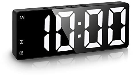 Ankilo Digital Alarm Clock, USB/Battery Operated Small Desk Clocks with 5.1 Large LED Display, Adjustable Brightness, Snooze Function, Mirror Digital Clock for Bedroom, Office, Home